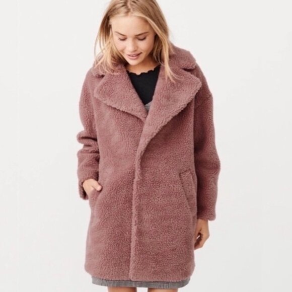 Abercrombie & Fitch Teddy Long Coat Jacket - Picture 1 of 15
